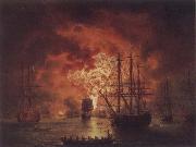 Jakob Philipp Hackert The Destruction of the Turkish Fleet in Chesme Harbour china oil painting reproduction